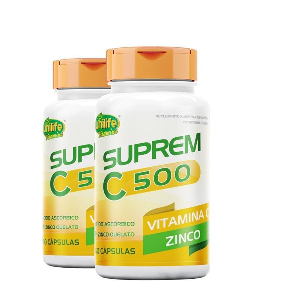 Kit 2 Suprem C 500Mg + Zinco 7Mg Unilife 60 Cápsulas