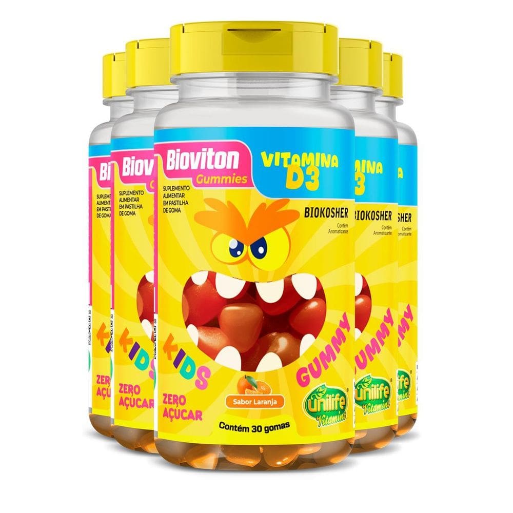 Gummy Kids Vitamina D3 30 Gomas Laranja Kit 5 Unidades