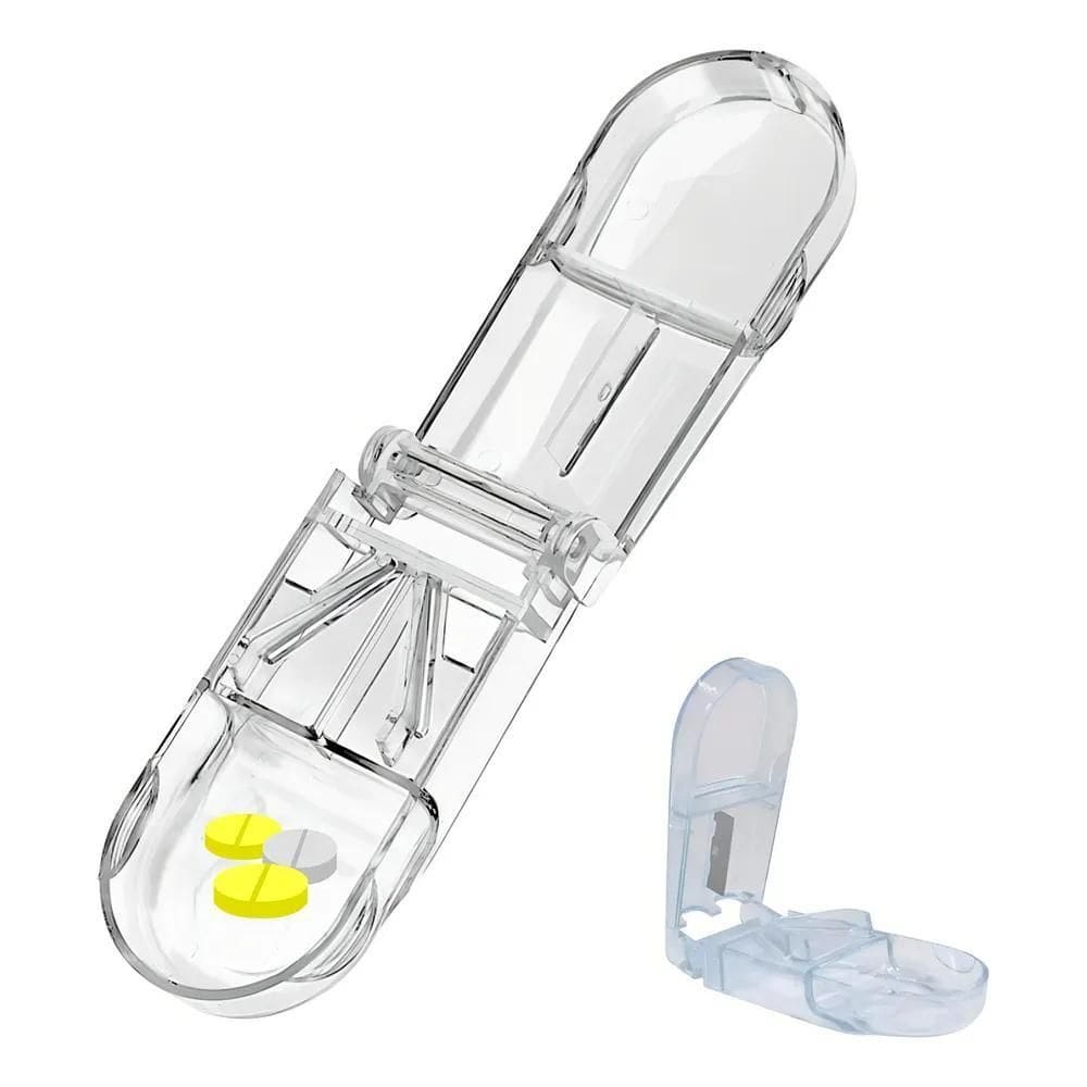 2X Cortador De Comprimidos E Porta Remédios Com Reservatório