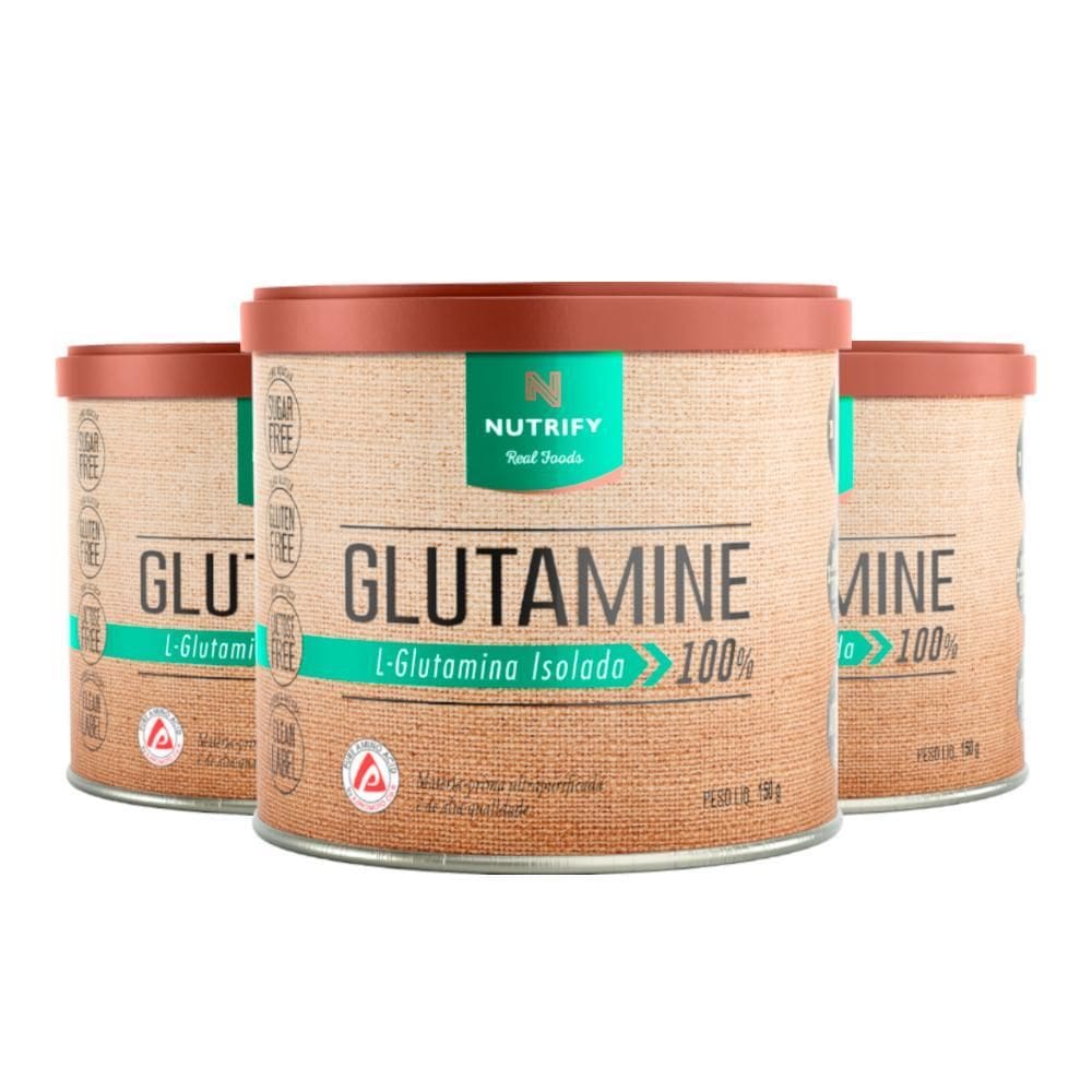Kit 3 Glutamine L-Glutamina Isolada Neutro Nutrify 150G