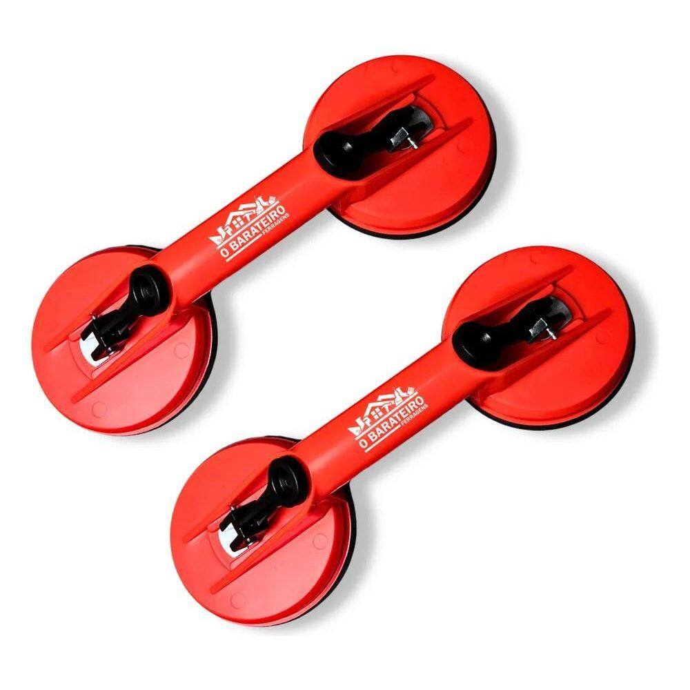 2X Ventosa Dupla 90Kg Cada Alta Sucção A Vácuo - Piso Porcel