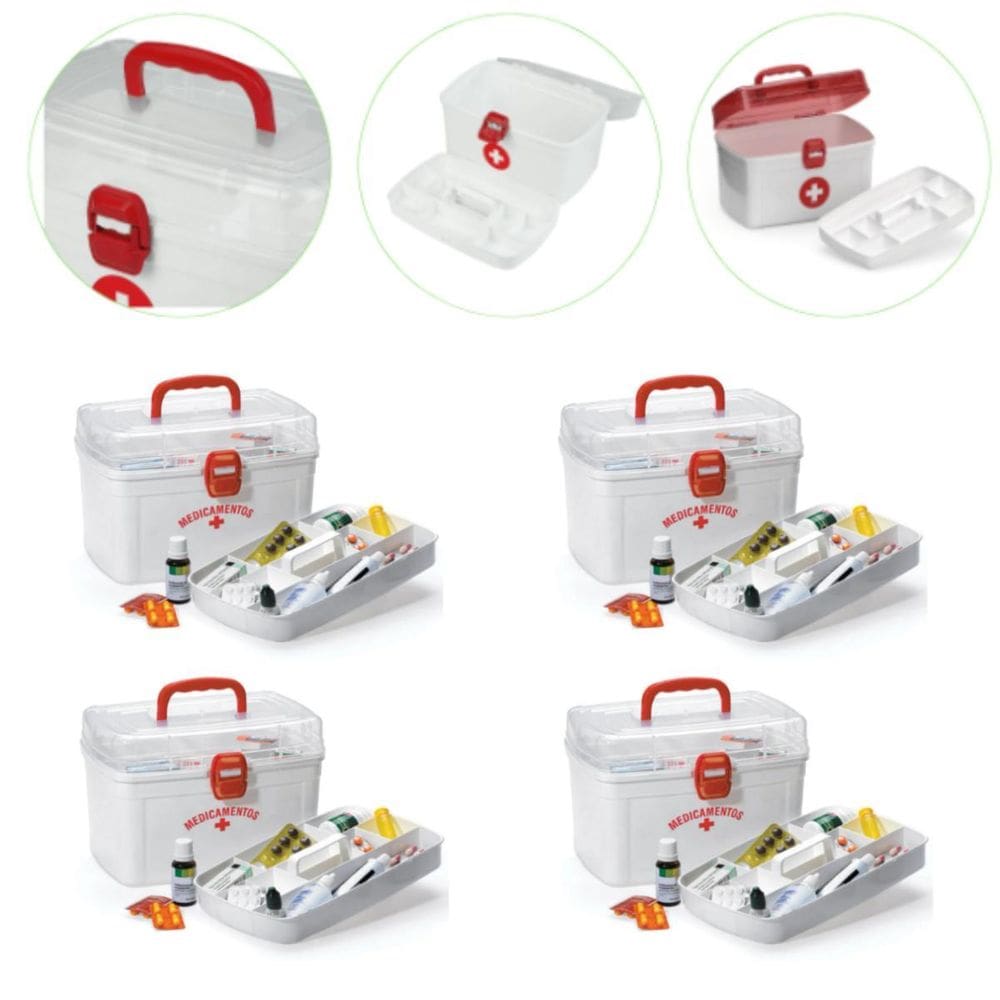 Kit 4 Caixa Para Remédios G Com Alça 6,2L Litros Cor Branco