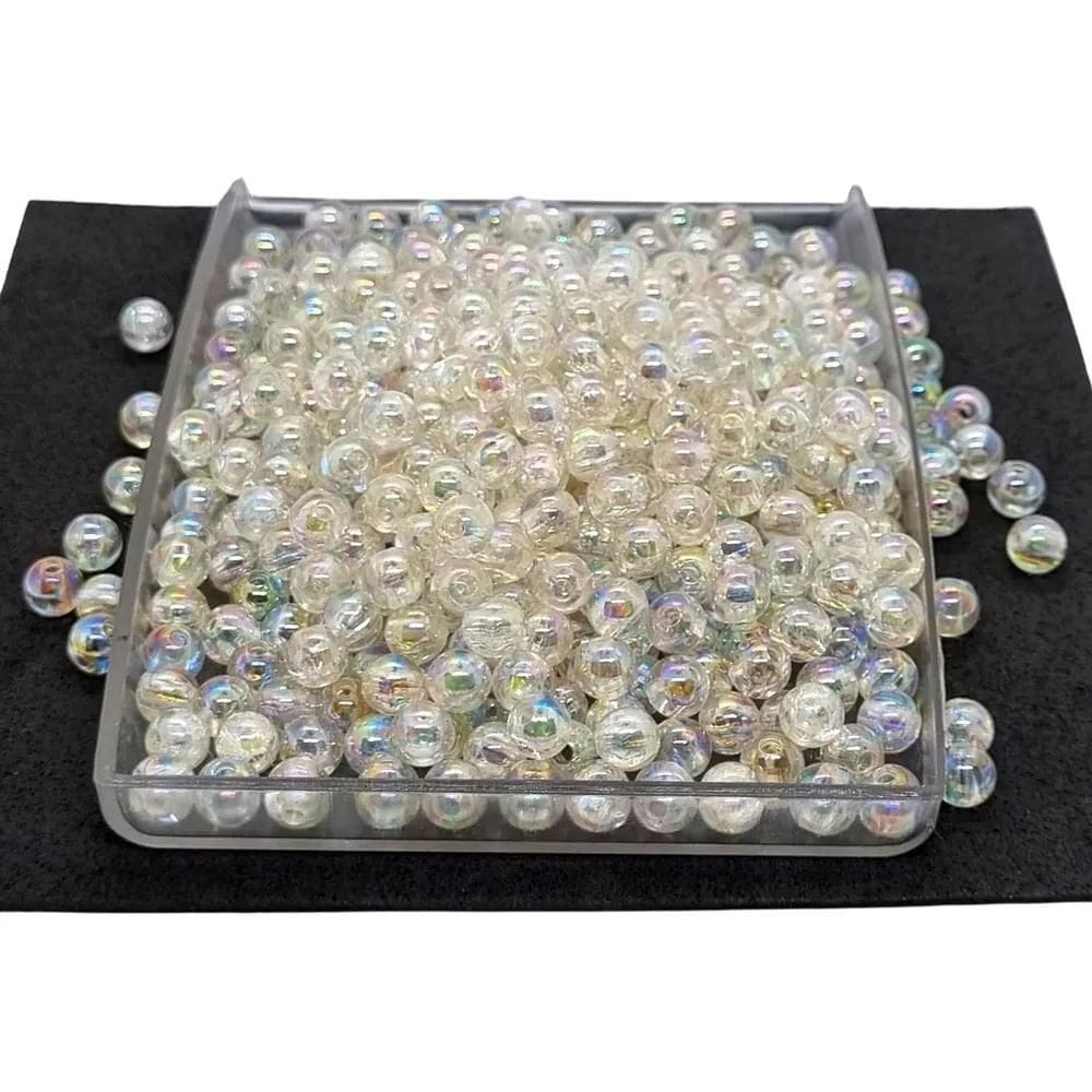 2X Miçanga Irisada Bola De Sabão Translucida 6Mm Aprox. 500