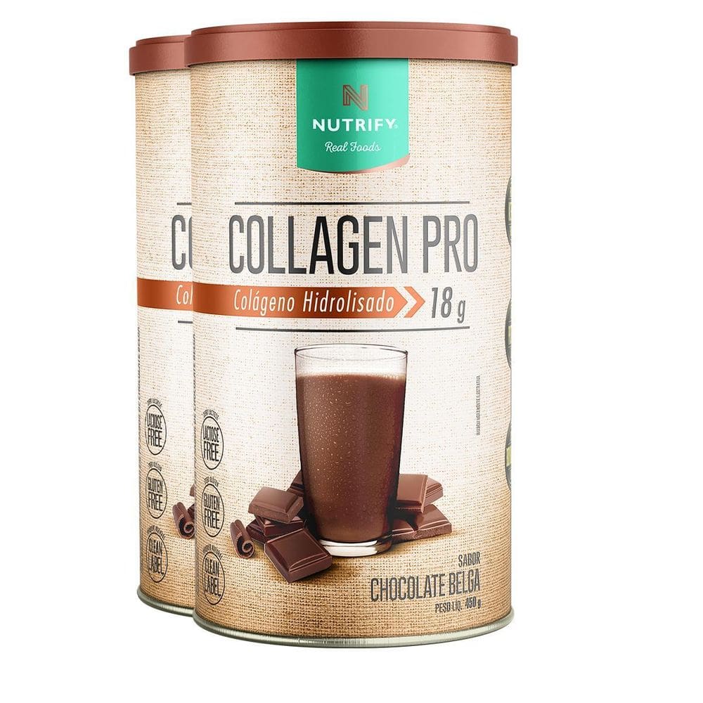 Kit 2 Colágeno Pro Hidrolisado Chocolate Belga Nutrify 450G