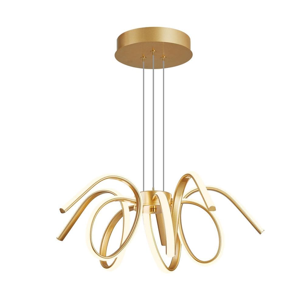 Pendente Luminaria De Led Dourado Branco Quente 50Cm 60W