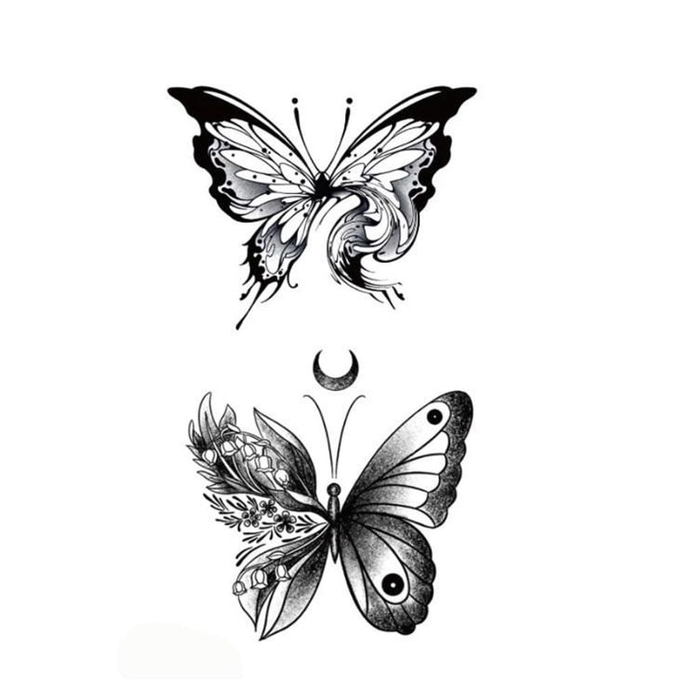 Tatoo Temporária Fantasia Dupla Borboleta Mini Lua