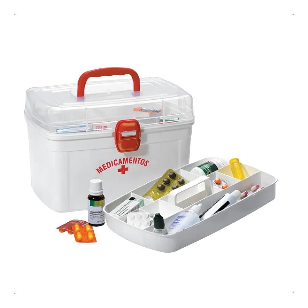 2X Caixa Para Remédios Grande Com Alça De 6,2L Litros Cor Br
