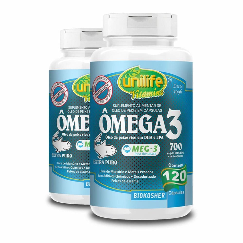 Kit 2 Ômega 3 Óleo De Peixe Unilife 120 Cápsulas 700Mg