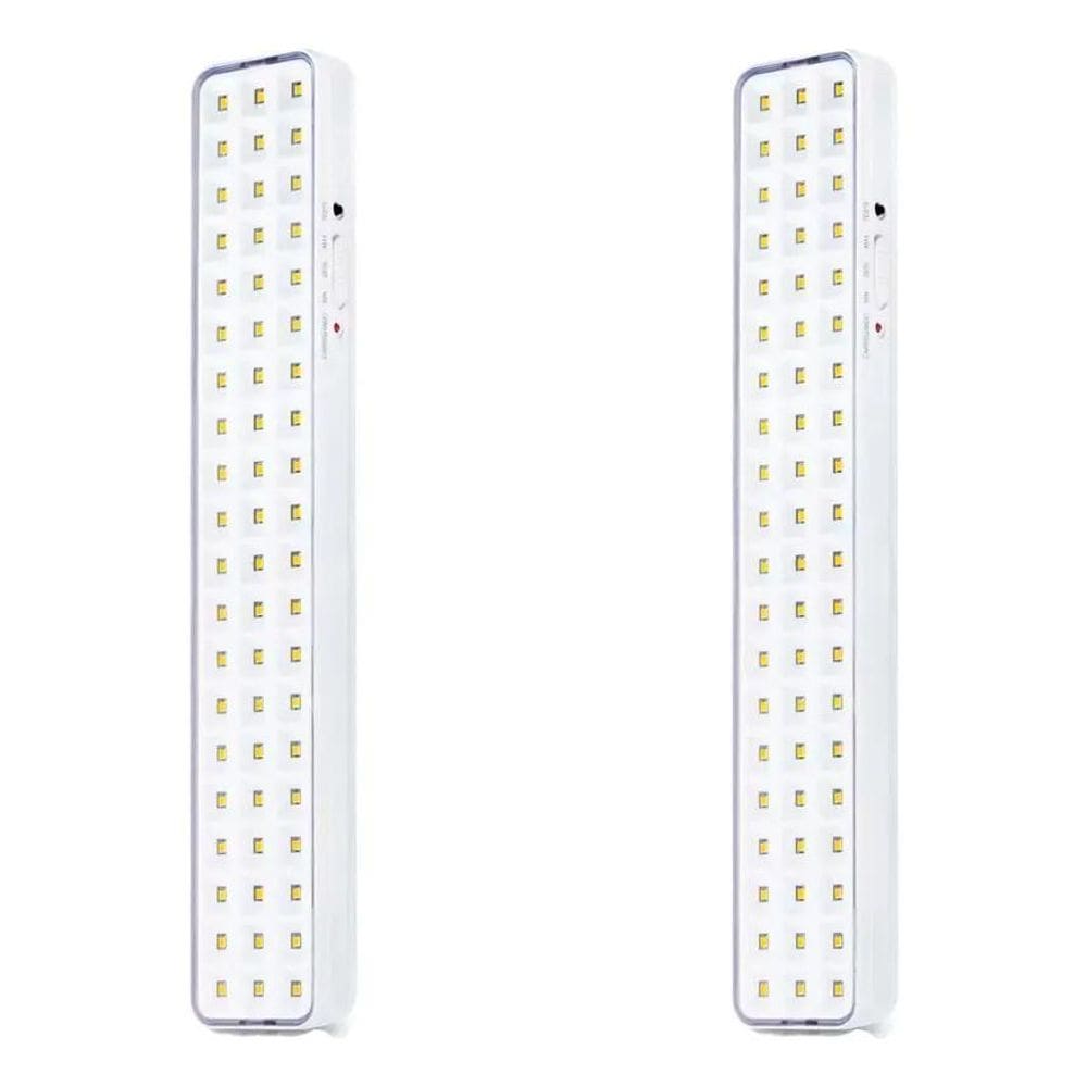 2X Kit 2 Luminária Emergência 5W 60 Leds Recarregável 6500K