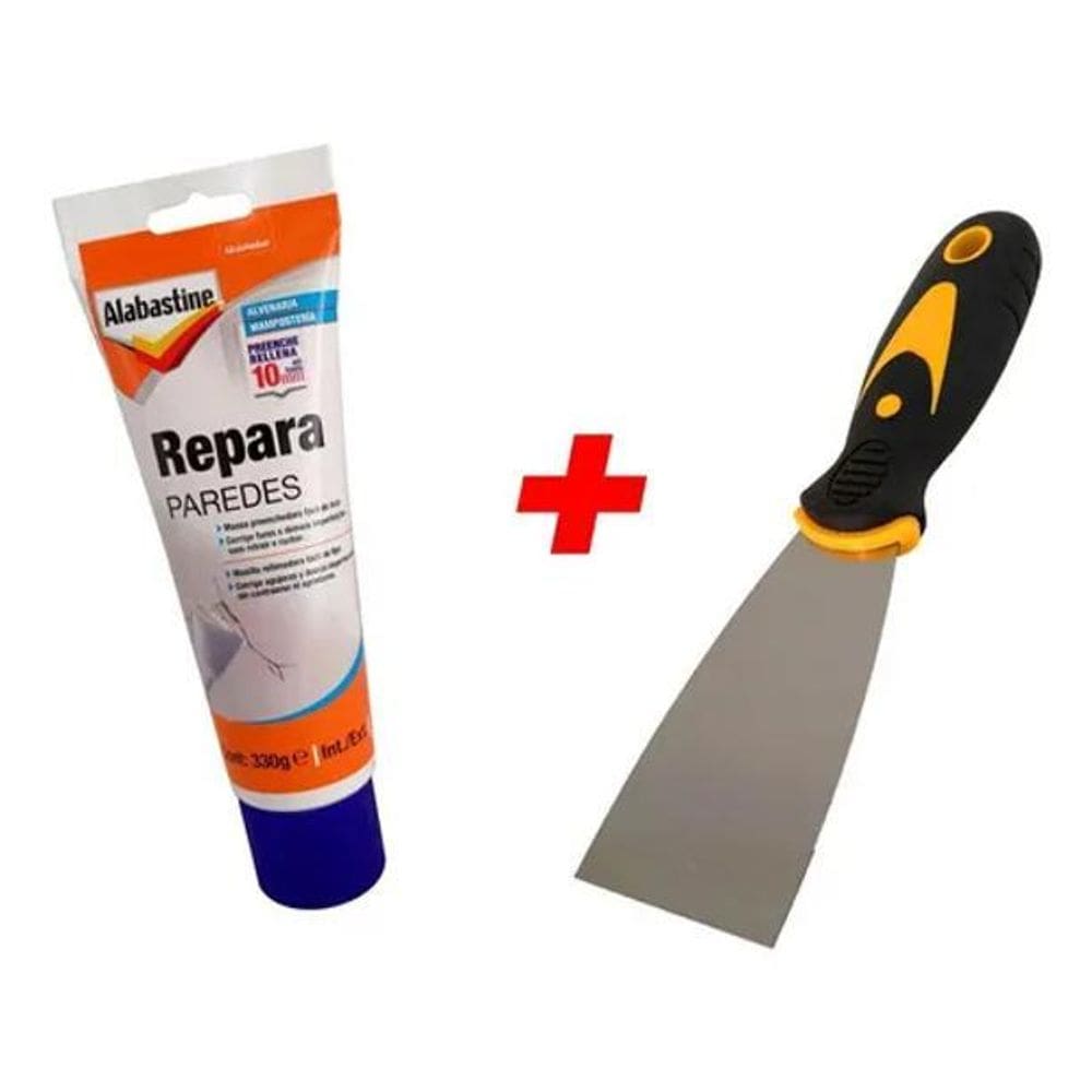 2X Kit Repara Paredes 330G Massa Corrida Alabastine + Espátu