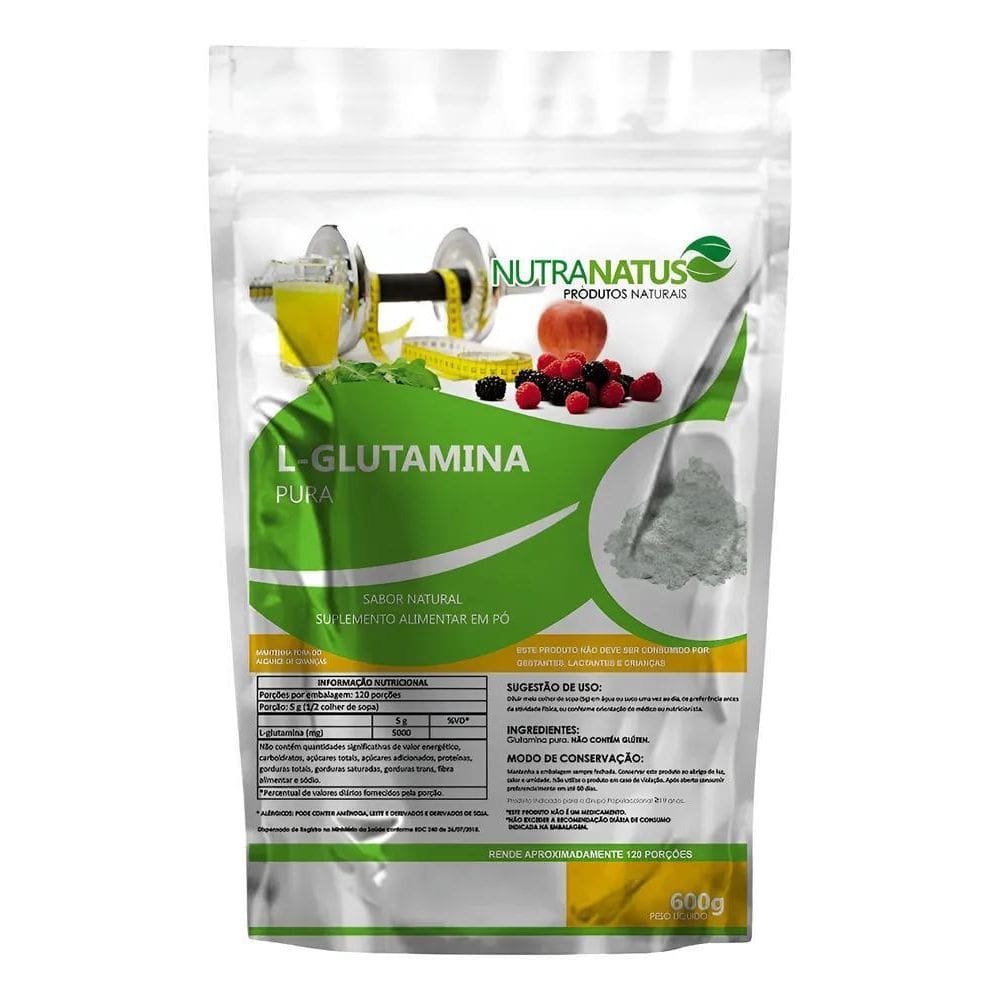 2X L Glutamina Pura 600G Nutra Natus Em Pó