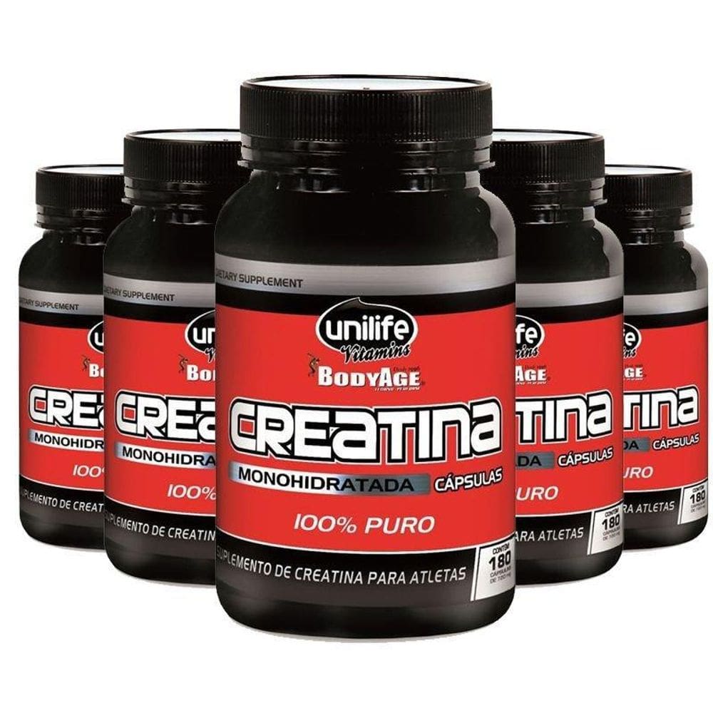 Kit 5 Creatina Atp Monohidratada 720Mg Unilife 180 Cápsulas