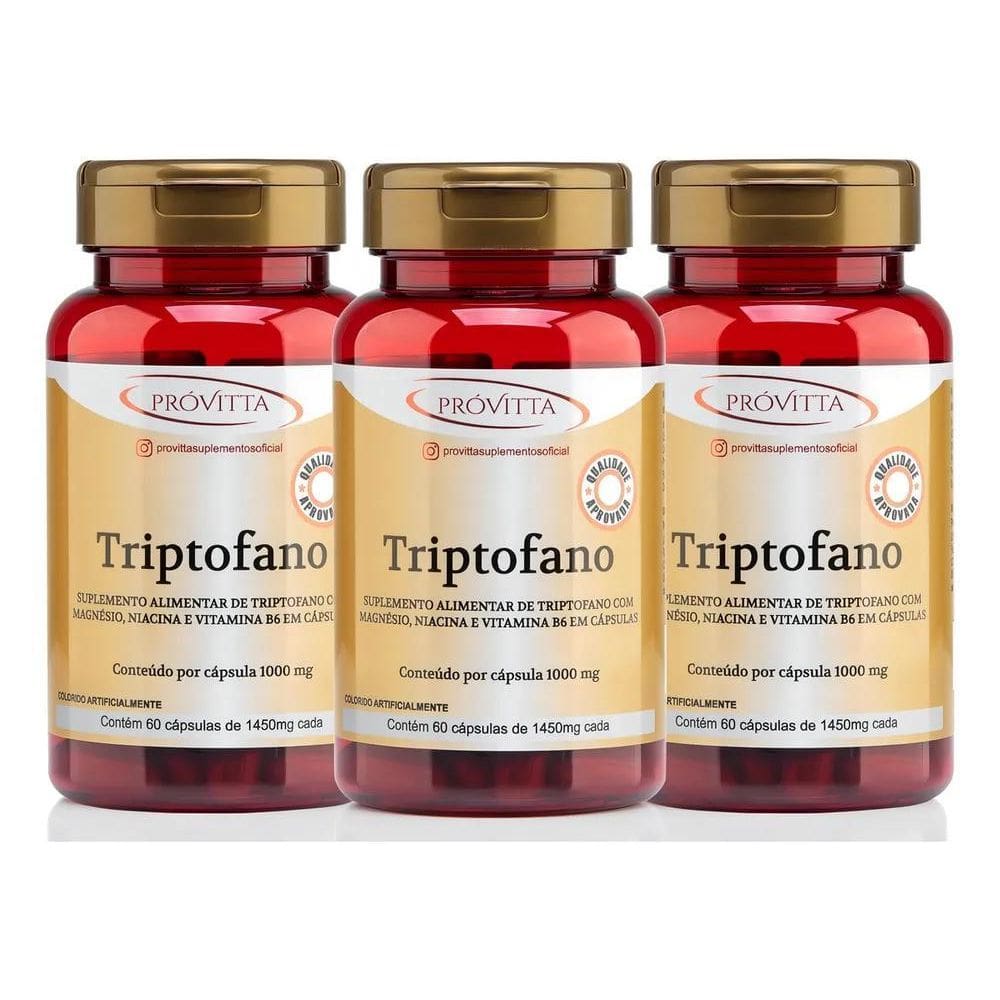 2X Kit 3 Triptofano 500Mg Com Magnésio Qualidade Sono E Humor