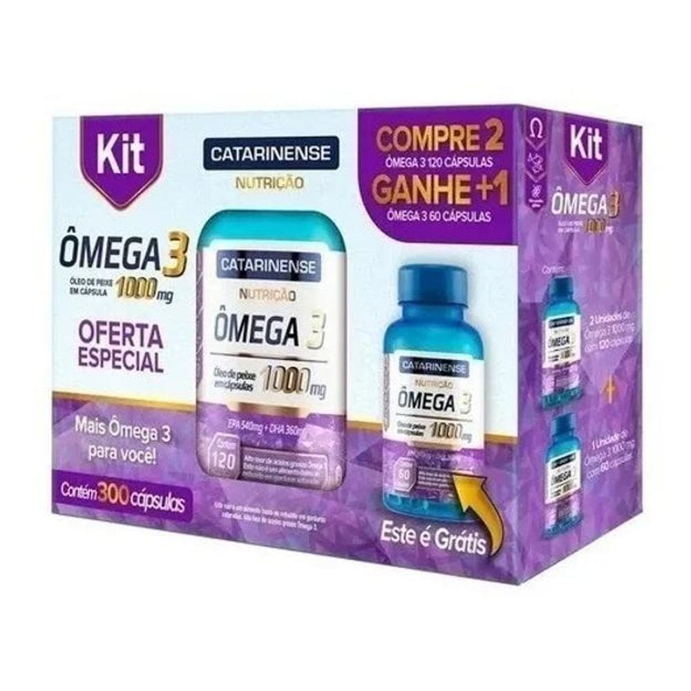 2X Kit Ômega 3 1000Mg Com 300 Cápsulas Catarinense