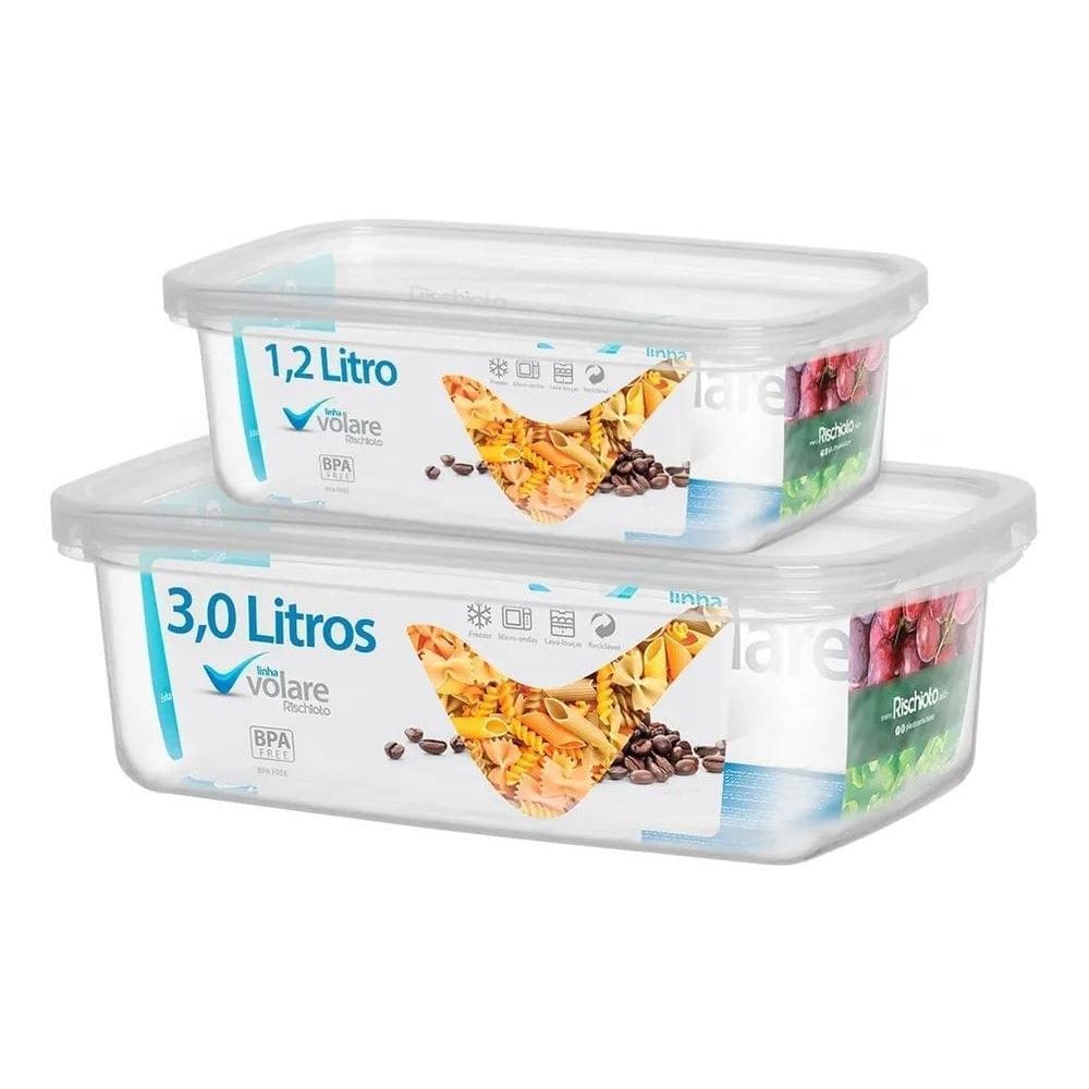 2X Kit 2 Potes Transparentes Volare 1,2L E 3L Medidas Presíd
