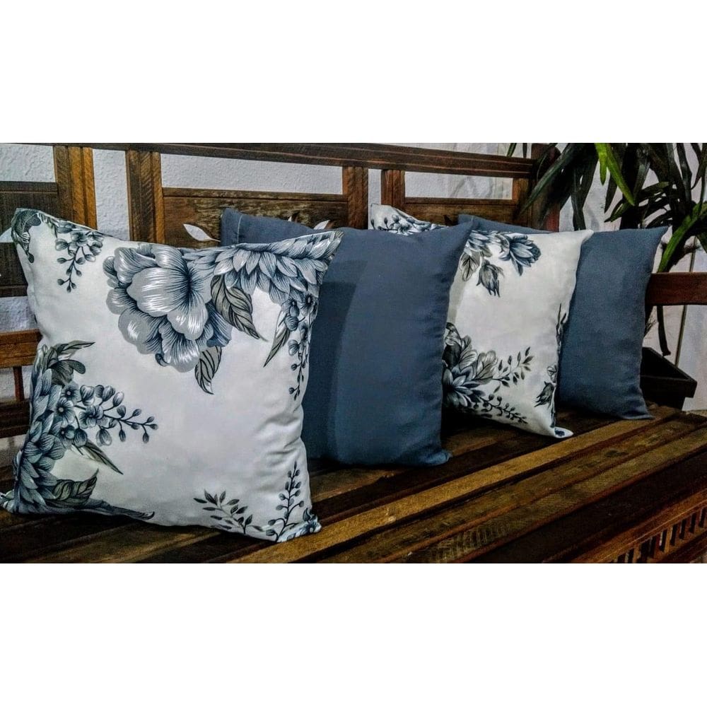 4 Capas De Almofadas 45X45Cm Gorgurinho Floral/Oxford Cinza