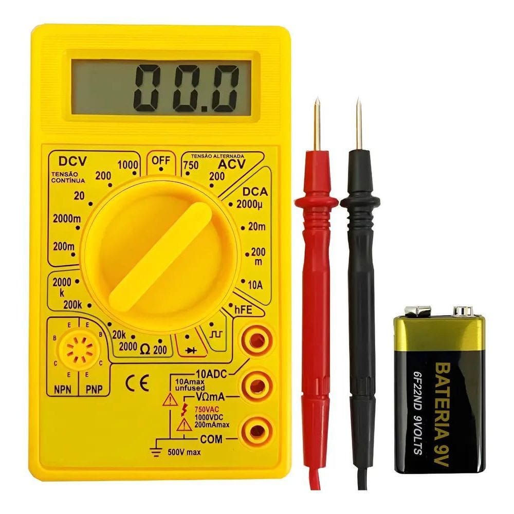 Multímetro Digital Com Cabo Teste Portátil