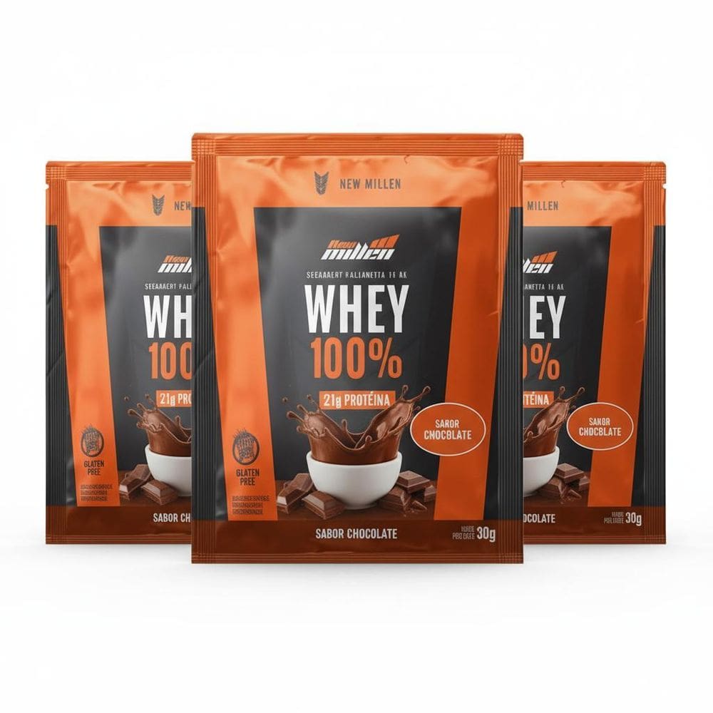 Kit 3 Whey Protein 100% 21G Proteina Chocolate Sache
