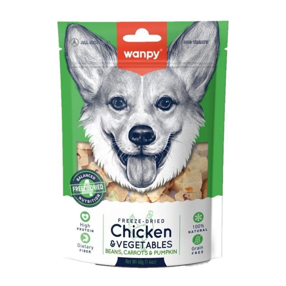 Petisco Para Cães Wanpy Freeze Dried Frango E Vegetais - 40G