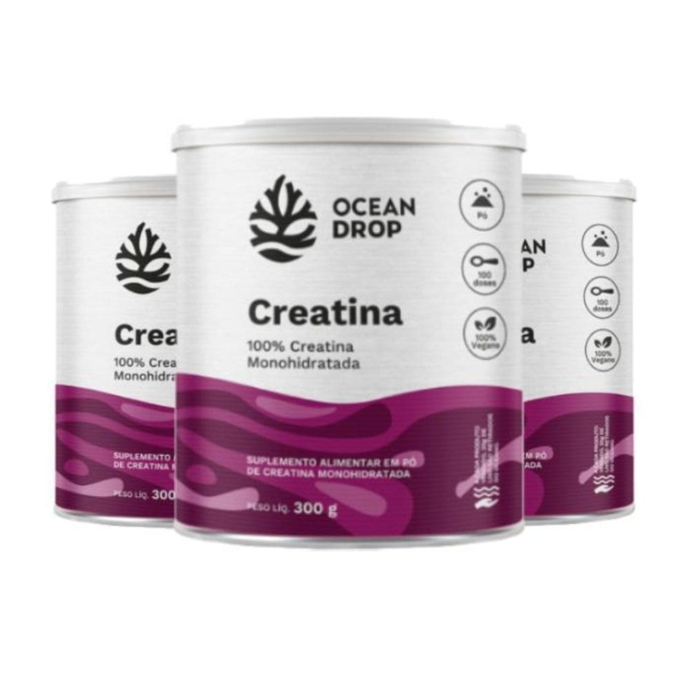 Kit 3 Creatina 100% Pura Monohidratada  300G  - Ocean Drop