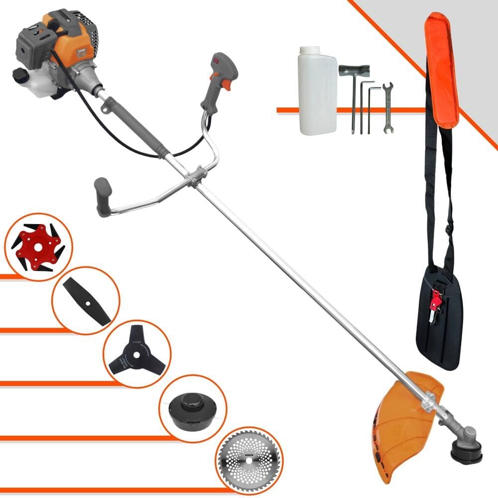 Roçadeira Tekna RL430P À Gasolina 2T 1,7HP 43cc Com Lâmina Facão + Lâmina 3 Pontas + Lâmina 6 Pontas + Lâmina 40 Dentes de Vídea + Carretel Nylon