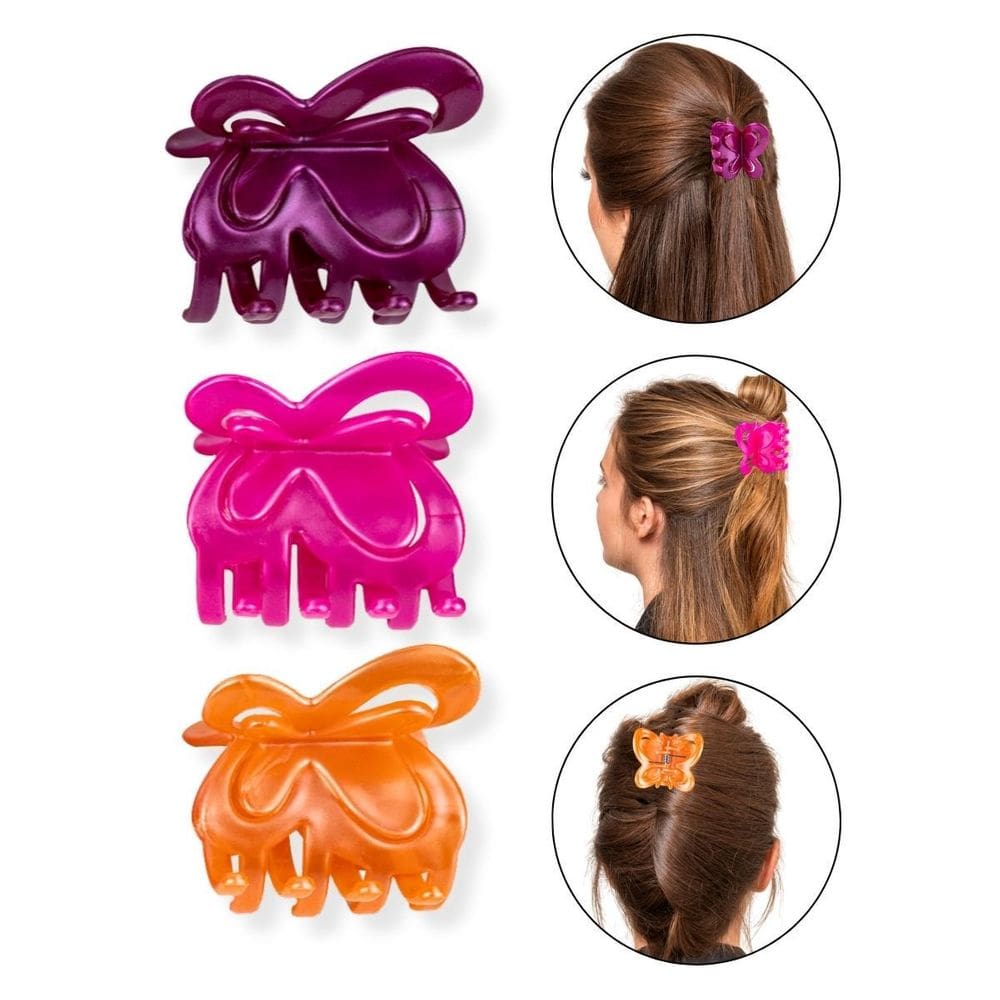 Kit 12 Presilha Cabelo Borboleta Colorida Perolada Penteado