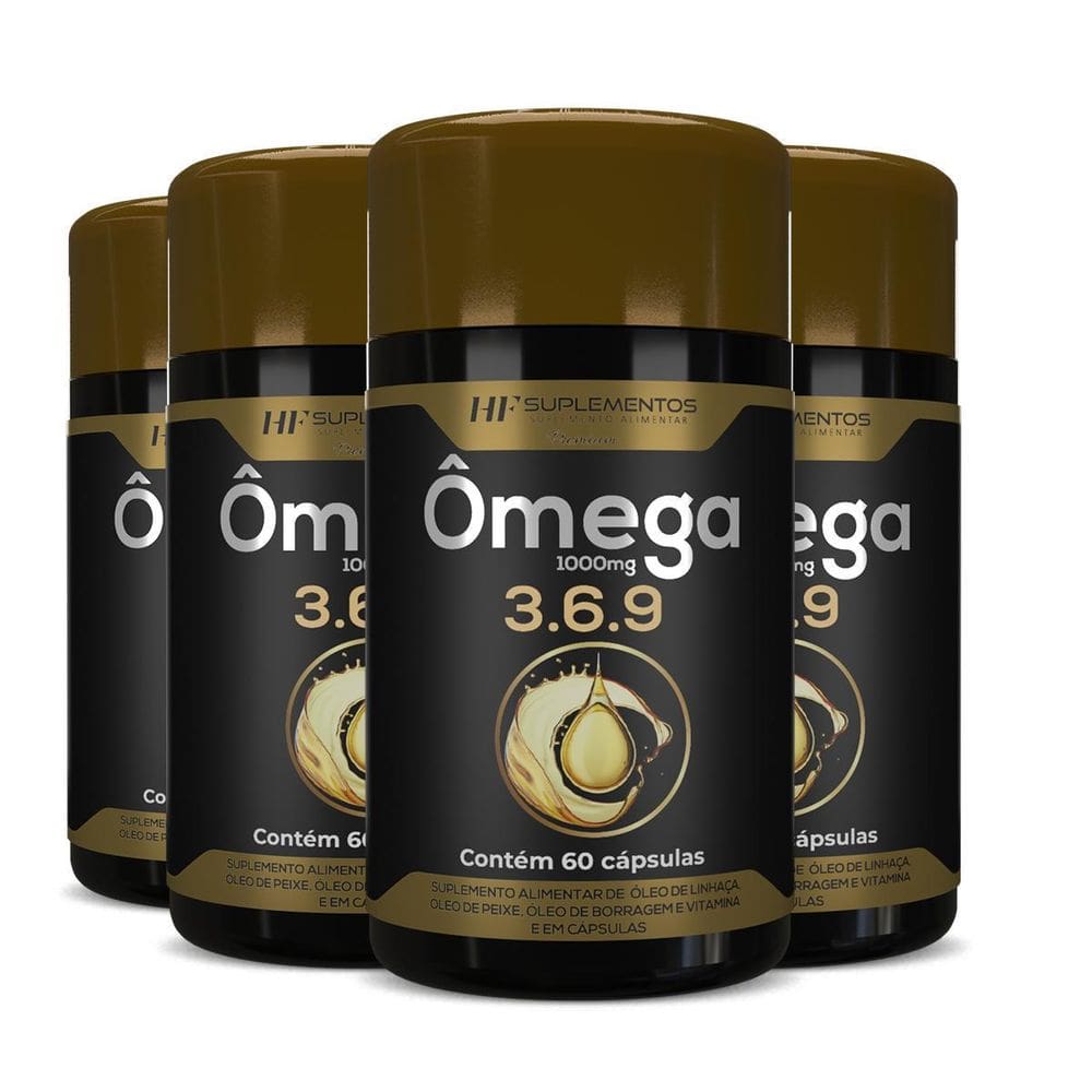 4X Omega 3 6 9 60Caps Peixe Linhaça Borragem Hf Suplementos