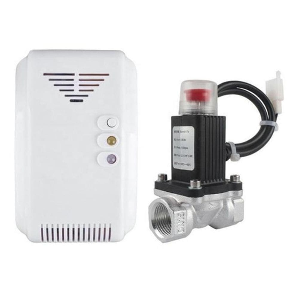 Detector De Gás + Válvula Solenoide Bloqueio Bivolt 1/2`