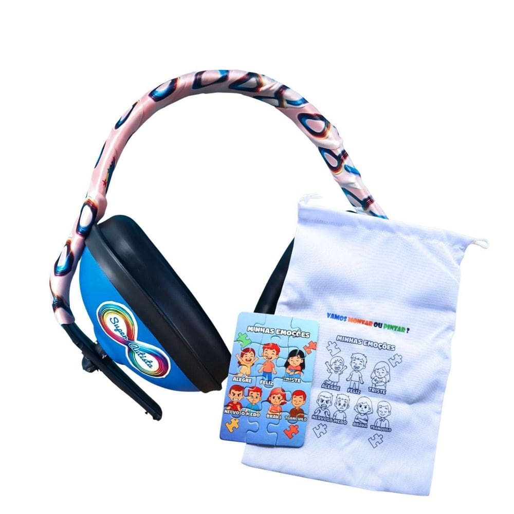 Abafador De Ruido Rosa + Quebra Cabeça E Saquinho De Colorir