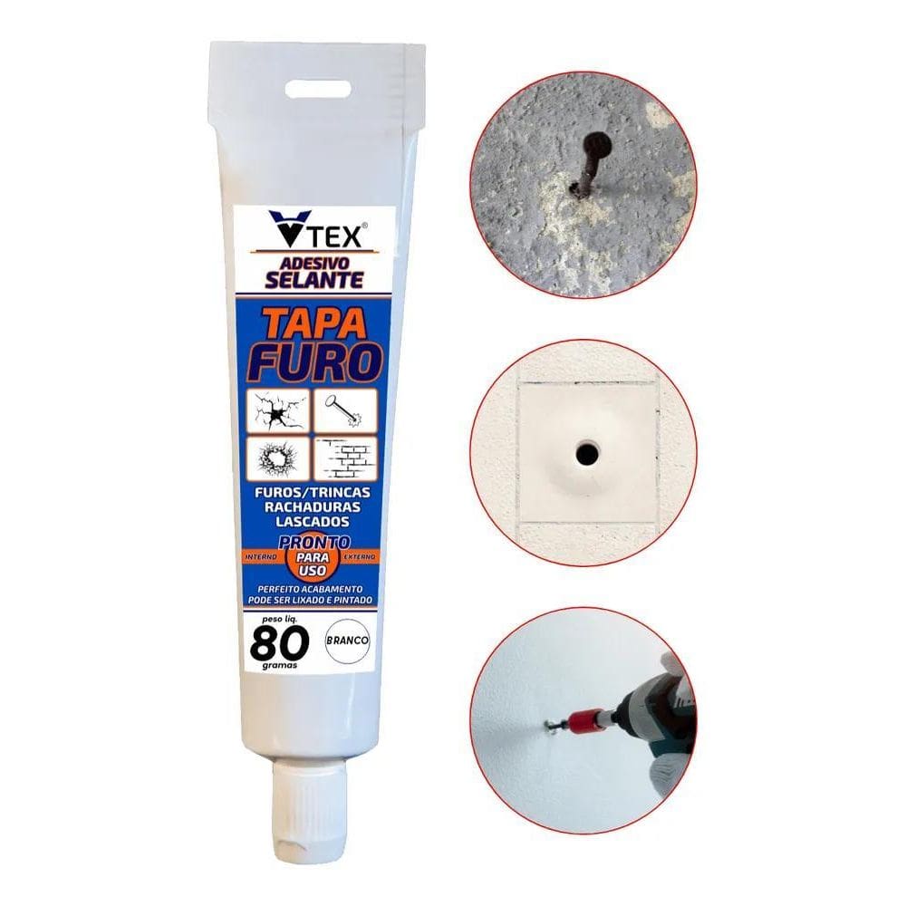 2X Tapa Furo Trinca Buraco Parede Fácil E Rápido Branco 80Gr