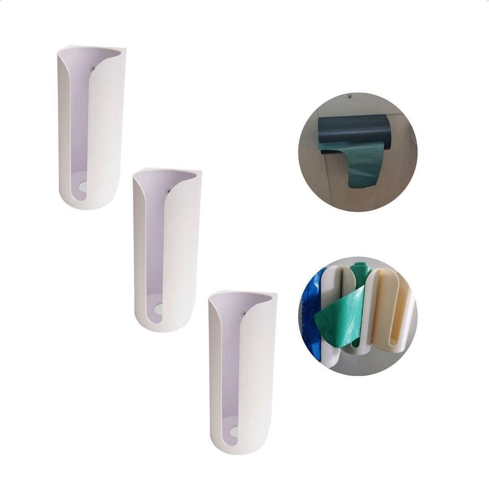 Kit 3 Suporte De Saco De Lixo De Parede Cozinha Dispensador