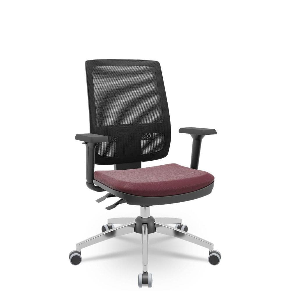 Cadeira Brizza Tela 3D Backplax Cromada Sem Apoio Sint Vinho