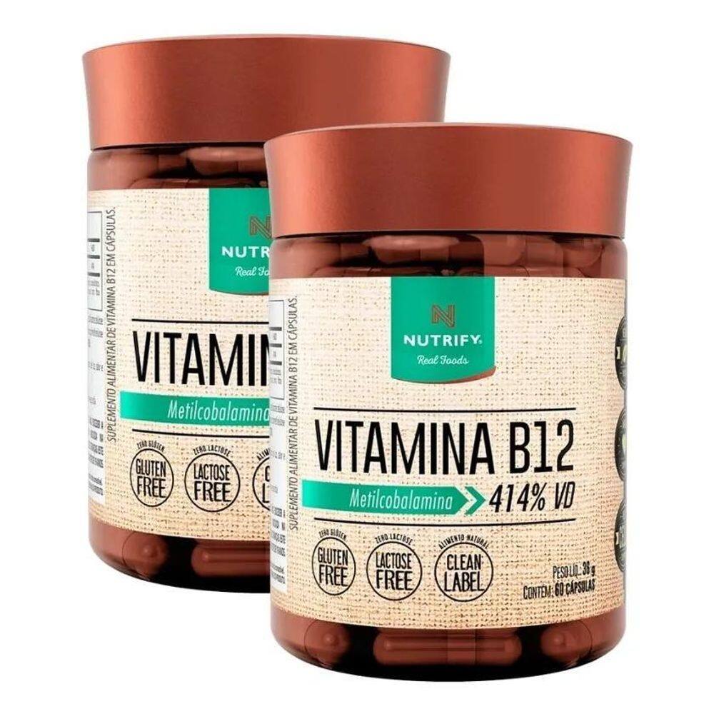 2X 2 Potes Vitamina B12 Metilcobalamina - 60Caps Nutrify B 1