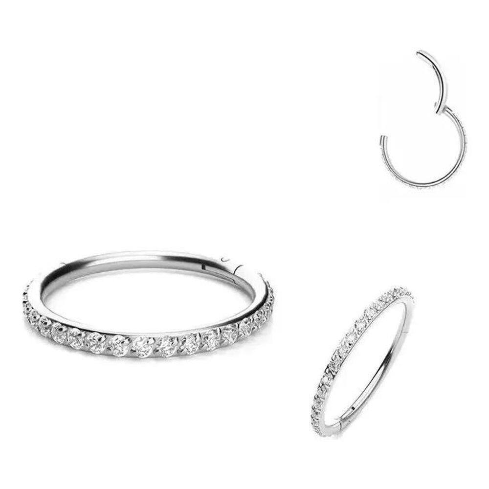 2X Piercing Titânio Argola Click Cravejada 6Mm 8Mm 10Mm 12Mm