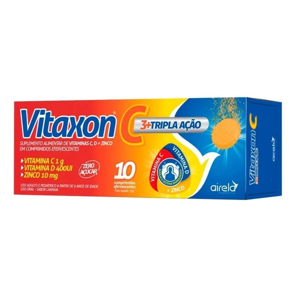 2X Vitaxon Tripla Ação Vitamina C+D+Zinco 10 Comp Efervesc F