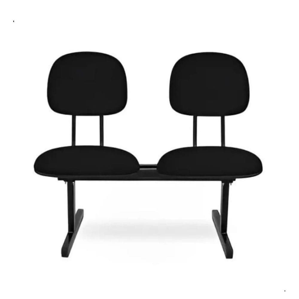 Cadeira Longarina 2 Lugares Sala De Espera Recepção Preto