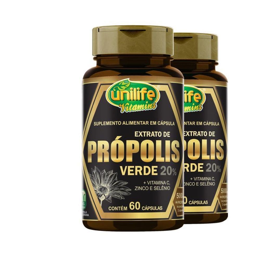 Kit2 Própolis Verde/Vitamina C/Zinco/Selênio Unilife 60 Caps