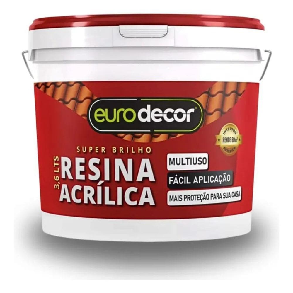 2X Resina Acrílica Brilhante Multiuso Eurodecor Incolor 3,6L