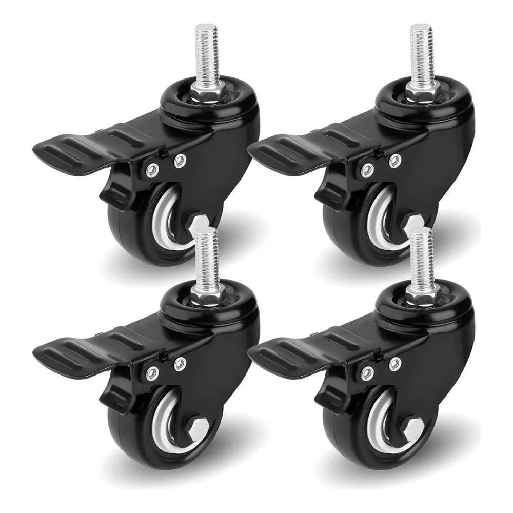2X Kit 4 Rodinhas Para Moveis Pesados Tipo Parafuso Com Trav