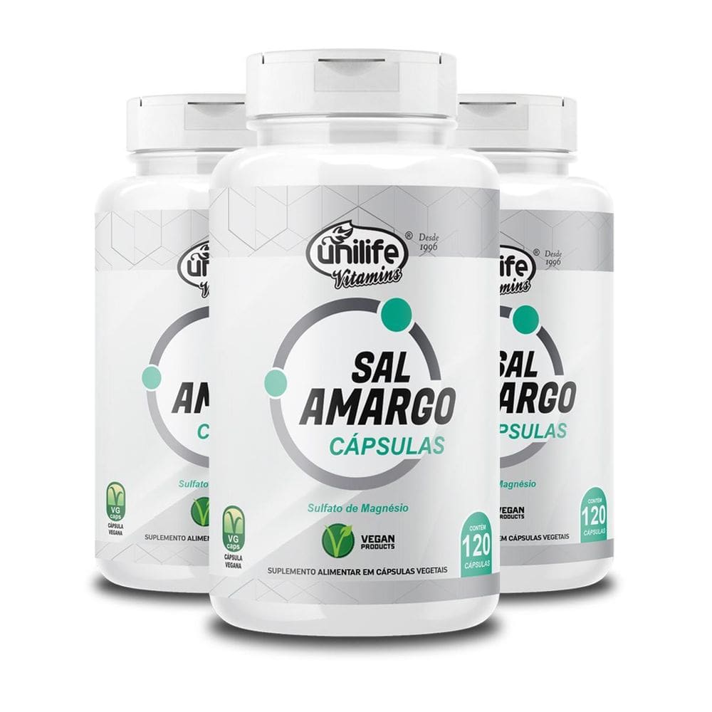 Kit 3 Sal Amargo Unilife 120 Cápsulas 850Mg
