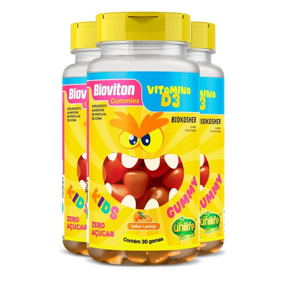 Gummy Kids Vitamina D3 30 Gomas Laranja Kit 3 Unidades