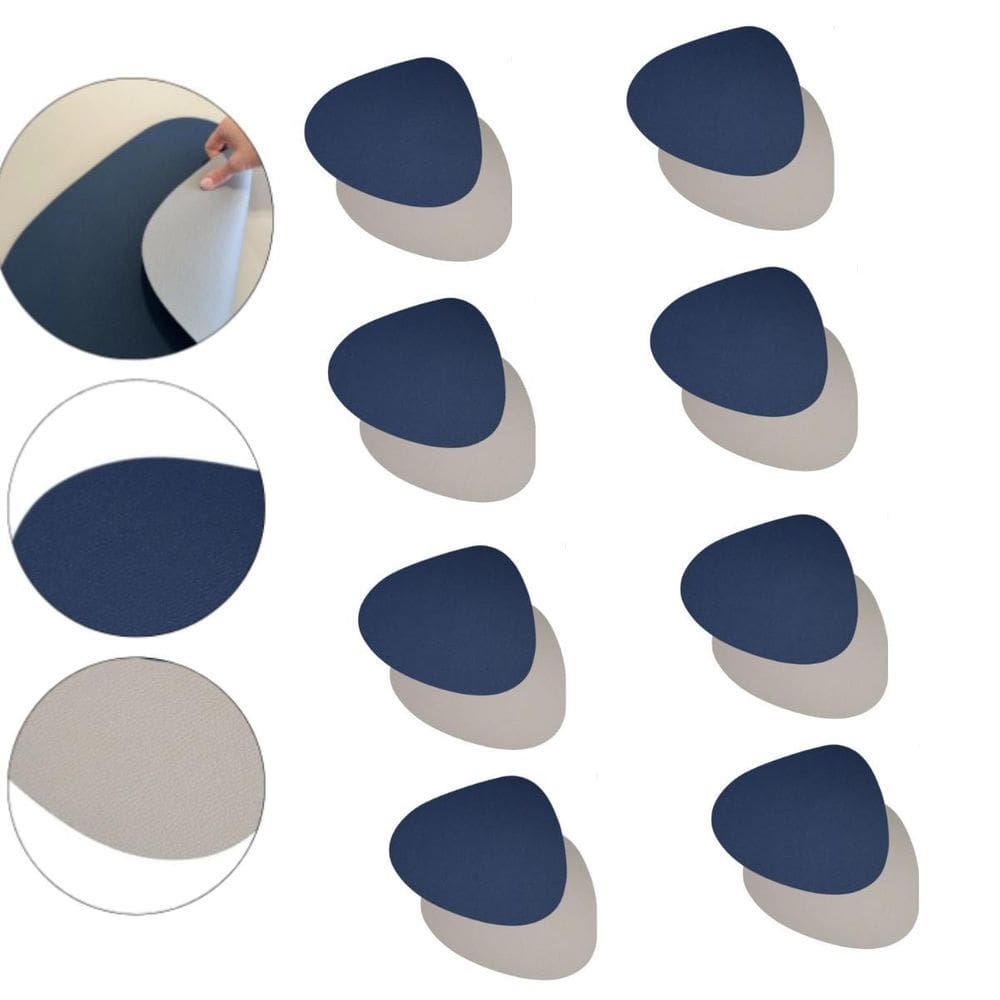 Kit 8 Jogo Americano Dupla Face Premium Azul/Gelo 44Cm X