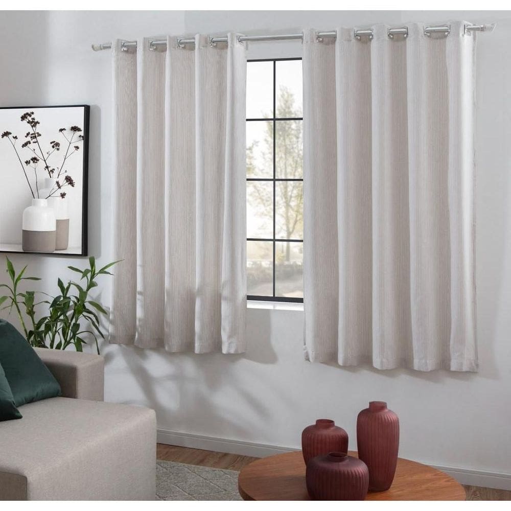 Cortina Cozinha Voil Gaze Linho 2,00X1,20 Forro Microfibra