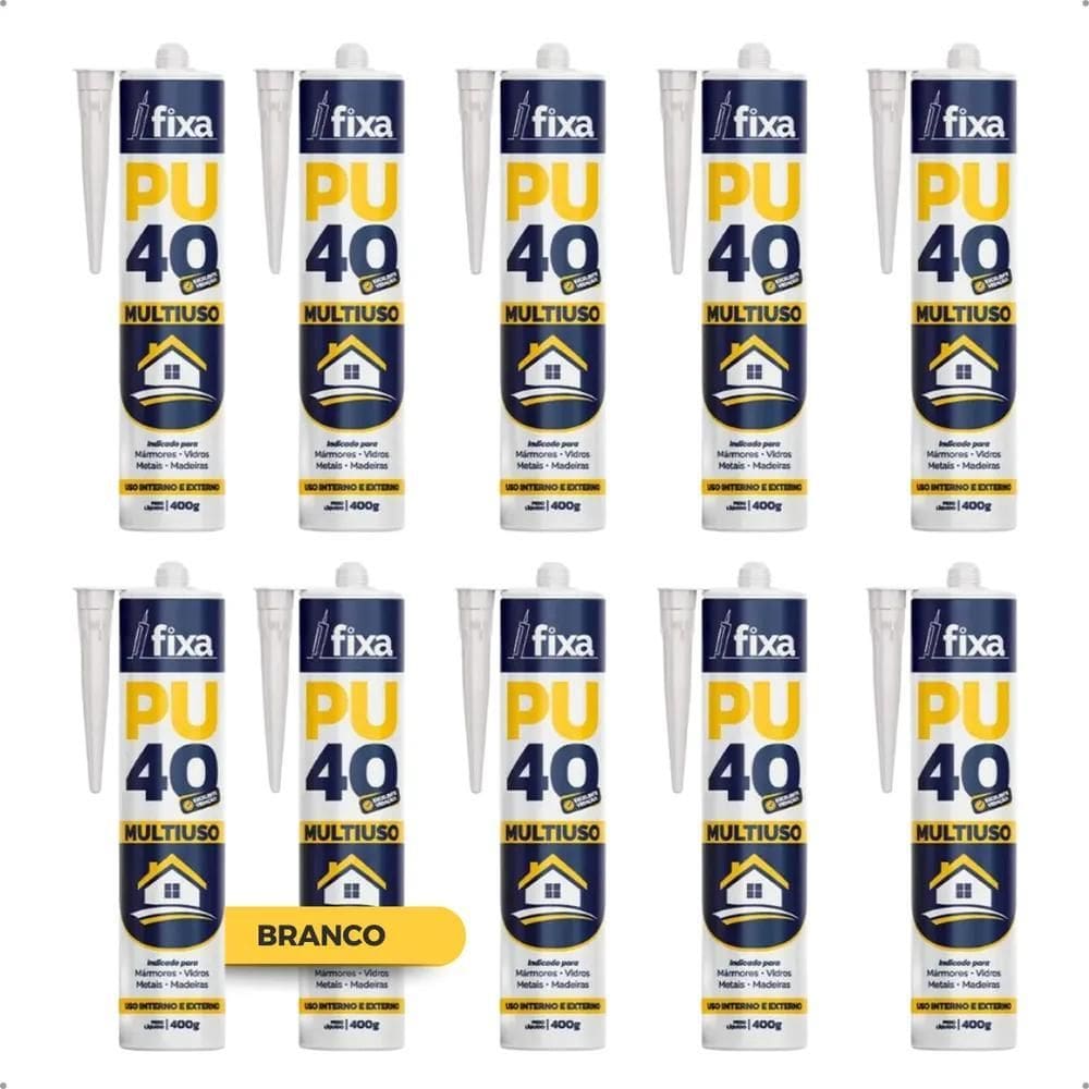2X Kit 10 Adesivo Pu 40 Selante Poliuretano Multiuso 400G Fi