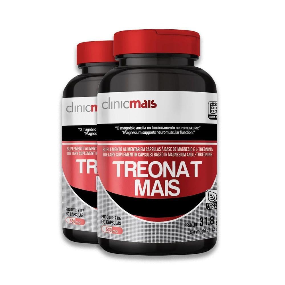 Kit 2 Treonat Vegano 530Mg Clinicmais 60 Cápsulas
