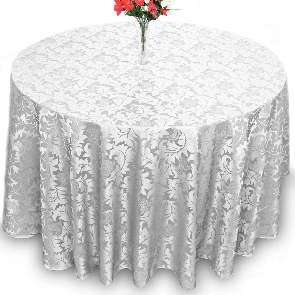 Toalha Mesa Redonda Jacquard Cinza 6 Lugares Buffet Festa