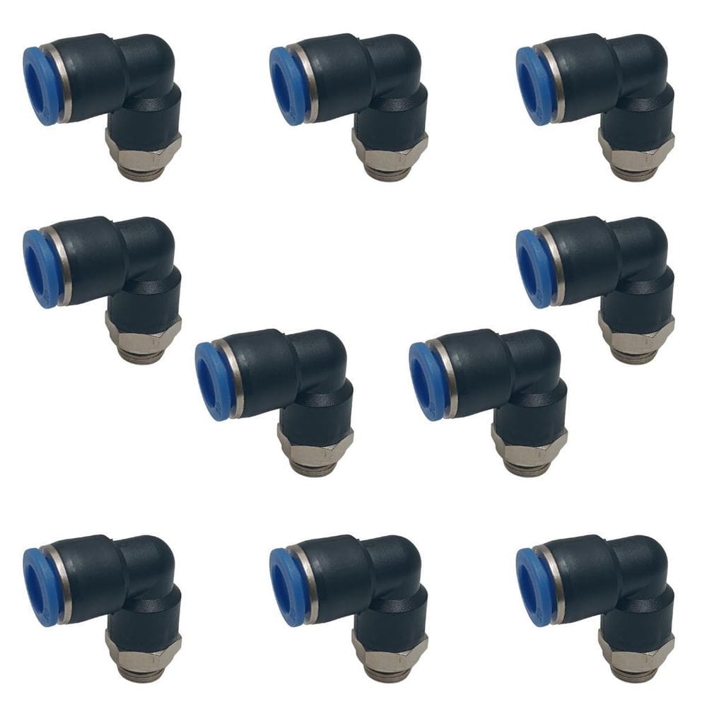 Kit10 Conexao Pneumatica Cotovelo Rosca Bsp 1/8 P/Tubo 06Mm