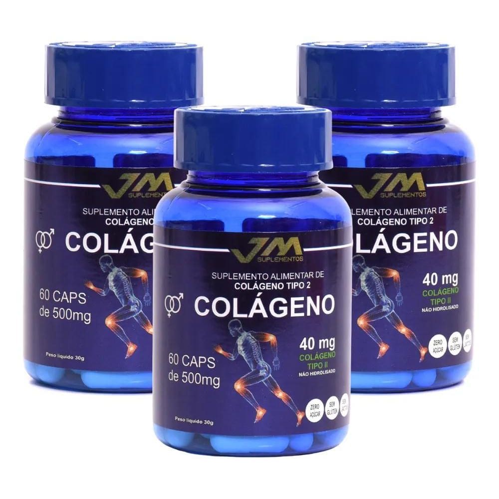 2X Kit 3 Potes Colágeno Tipo 2 40Mg 60Capsulas Jmsuplemento