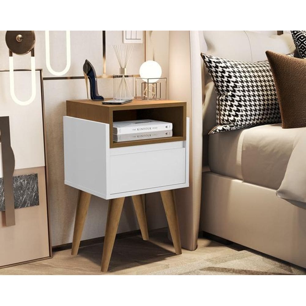 Mesa Cabeceira Pés Palito Evora Branco / Nature Comprar