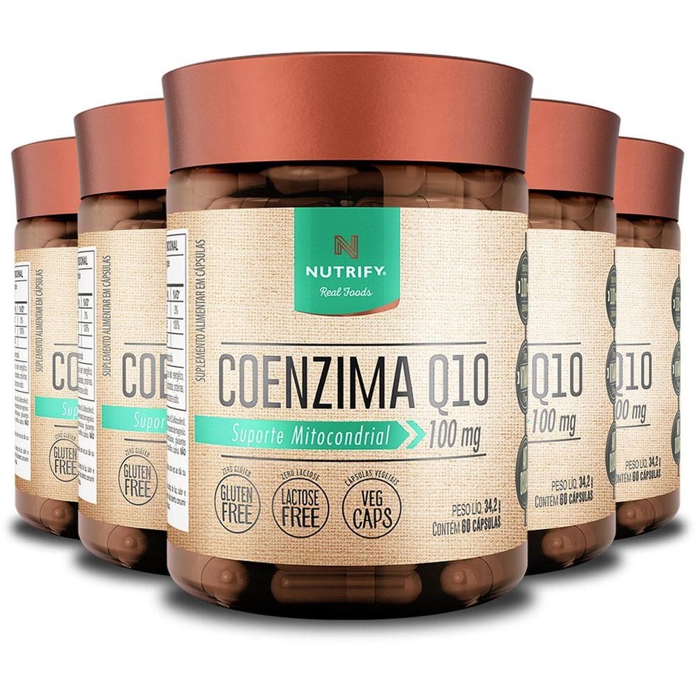 Kit 5 Coenzima Q10 + Vitamina E Nutrify 60 Cápsulas